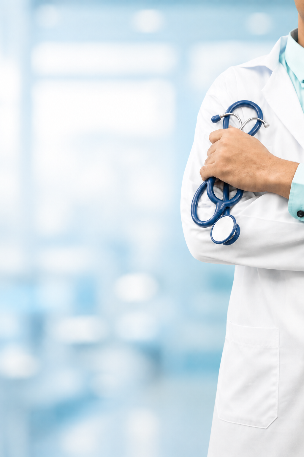 Médico segurando um estetoscópio